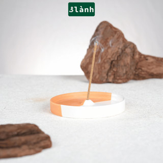 Đĩa Hứng Nhang Thủ Công 3 Lành Bằng Gốm Tối Giản Màu Đối Xứng Phong Cách Thiền Nhật Đựng Tàn Nhang