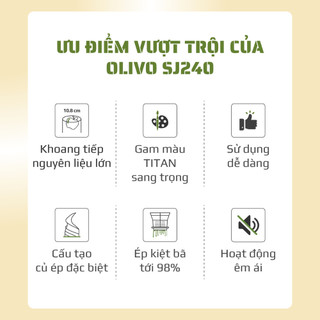 Máy Ép Chậm OLIVO SJ240 –Ép Kiệt Bã 98%, Giữ Trọn Dinh Dưỡng, Đa Năng Rau Củ–Trái Cây–BẢO HÀNH 2 NĂM