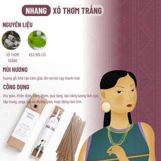 Nhang Thủ Công Xô Thơm Trắng 3 Lành Hộp 30 QueXông Thơm 100 % Tự Nhiên Không Hóa Chất Tặng Kèm Đế Chăm