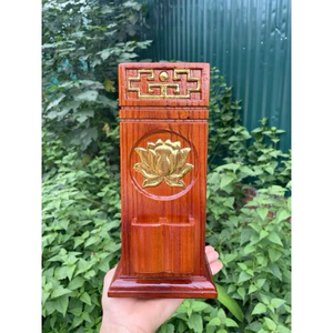 Lọ đựng hương/nhang triện hoa sen sơn thếp vàng cao cấp