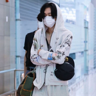 Hàn Quốc mua hộ toomuchtax trùm đầu áo khoác nam nữ cùng loại mũ T graffiti dây kéo áo khoác giản dị Jennie cùng loại