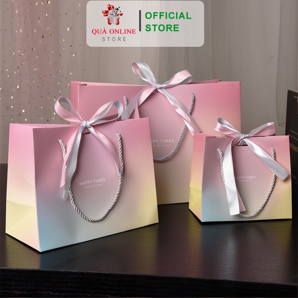Túi đựng quà Macaron, túi cầm tay, túi đựng mỹ phẩm, túi xách tay quà tặng, túi đựng ruy băng, túi giấy may sẵn