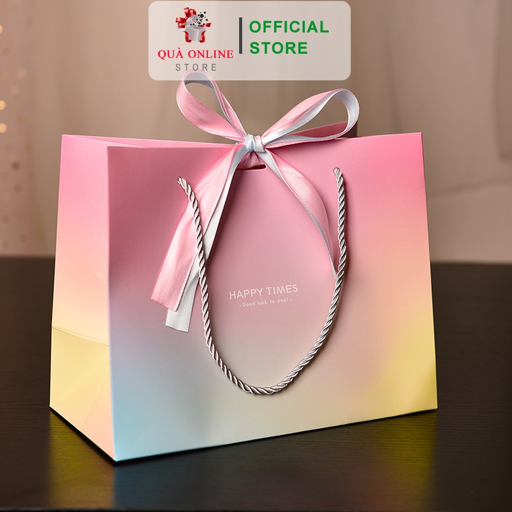 Túi đựng quà Macaron, túi cầm tay, túi đựng mỹ phẩm, túi xách tay quà tặng, túi đựng ruy băng, túi giấy may sẵn