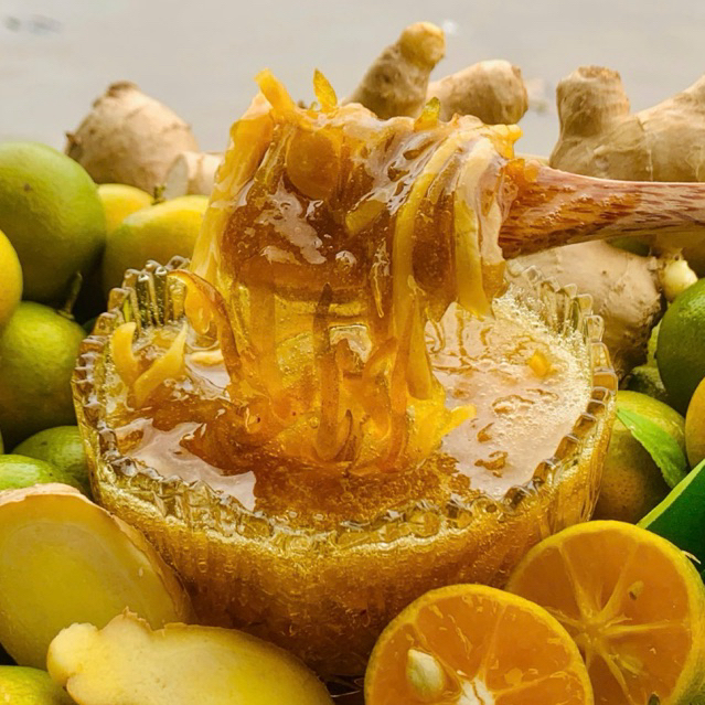 Tắc gừng mật ong đường phèn, nhà làm thơm ngon an toàn sức khỏe (1kg)