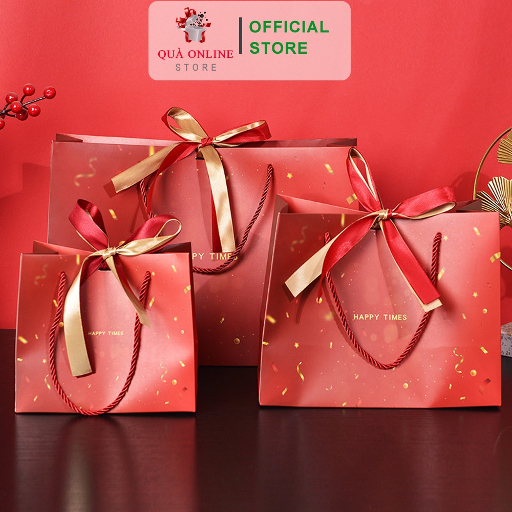 Túi Quà Tặng Tết Happy Time Túi Quà Tặng Chúc Mừng Năm Mới Màu Đỏ Tươi Đẹp