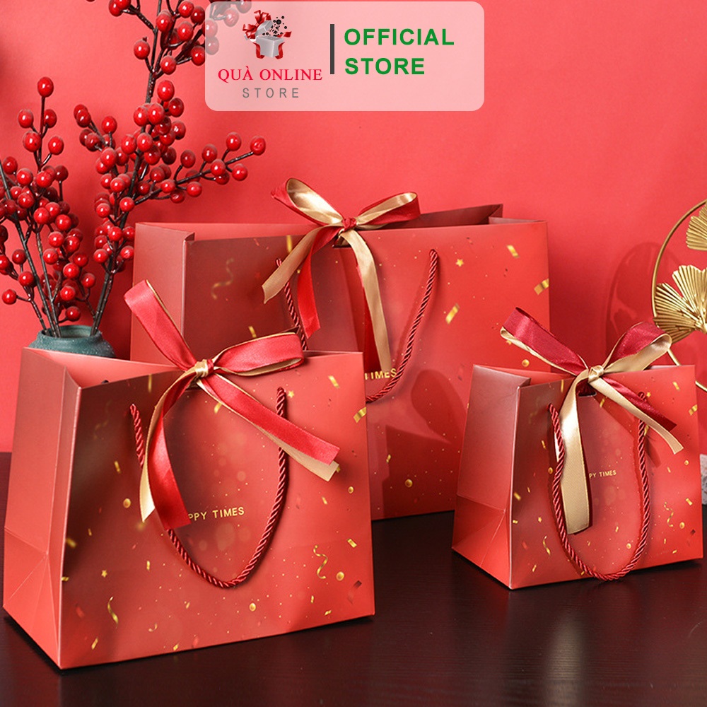 Túi Quà Tặng Tết Happy Time Túi Quà Tặng Chúc Mừng Năm Mới Màu Đỏ Tươi Đẹp