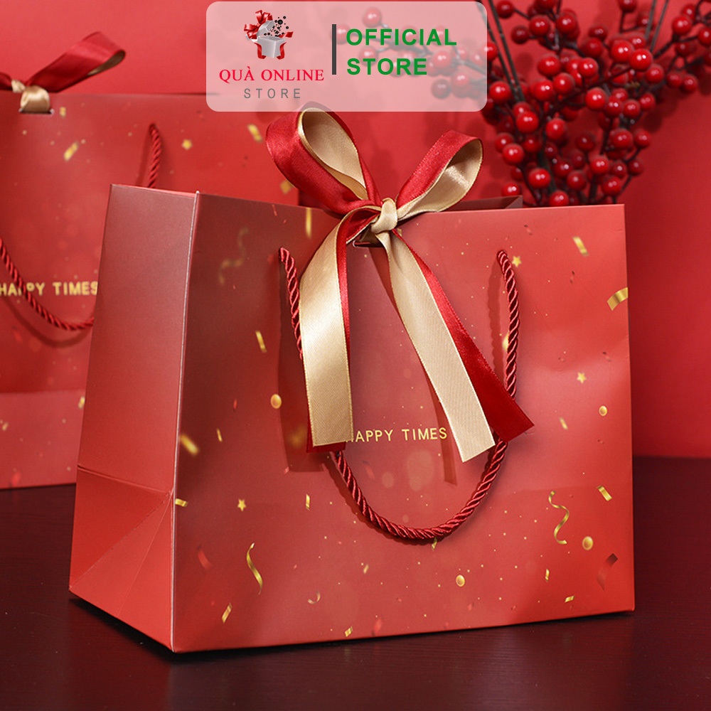 Túi Quà Tặng Tết Happy Time Túi Quà Tặng Chúc Mừng Năm Mới Màu Đỏ Tươi Đẹp