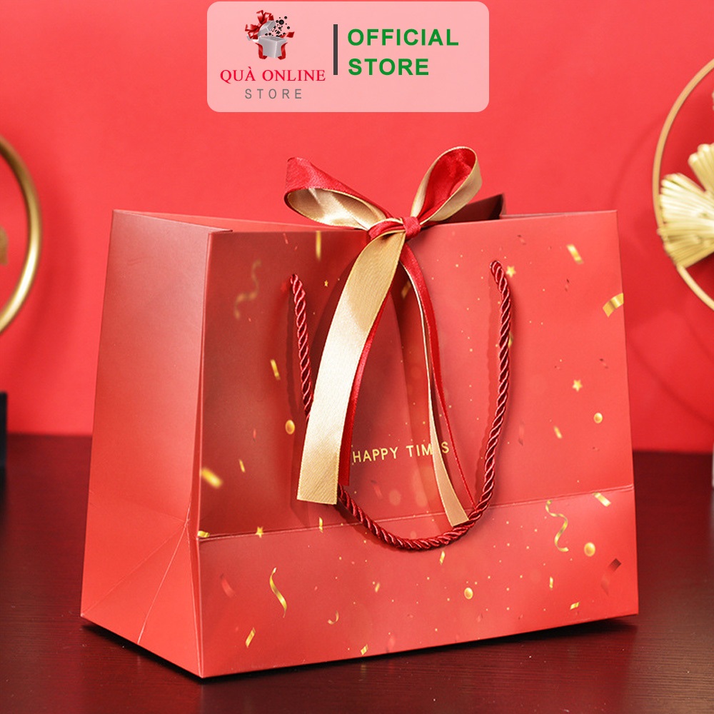 Túi Quà Tặng Tết Happy Time Túi Quà Tặng Chúc Mừng Năm Mới Màu Đỏ Tươi Đẹp