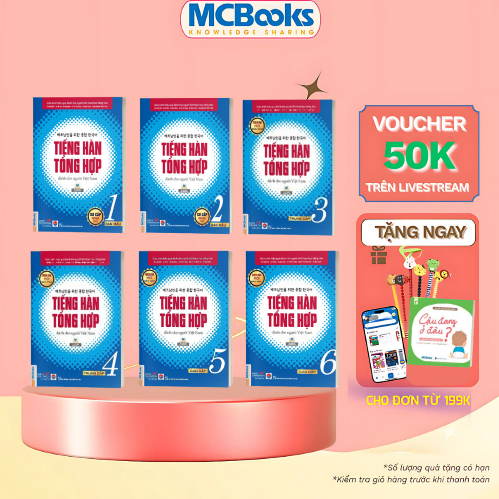 Sách - Combo Tiếng Hàn Tổng Hợp Dành Cho Người Việt Nam Tập 1 đến 6 - Giáo Trình Kèm Sách Bài Tập