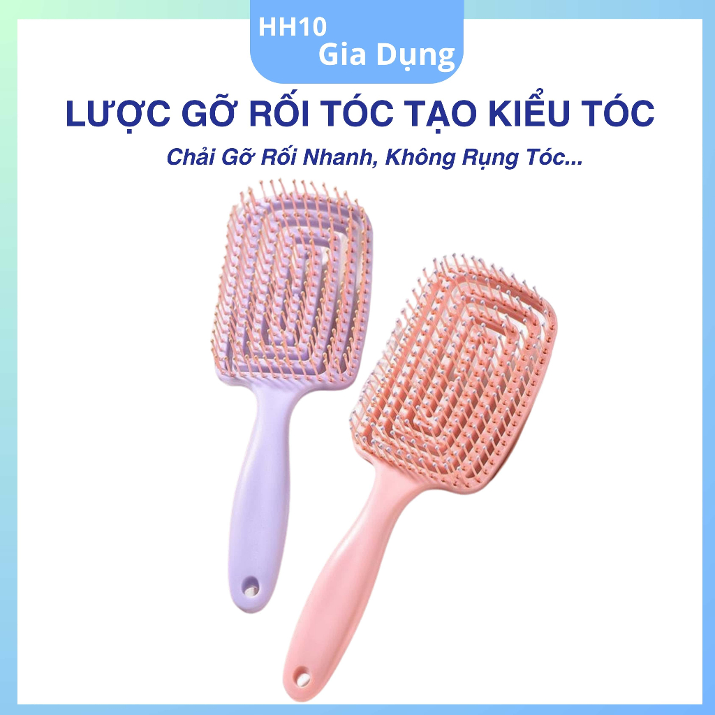 Lược Chải Tóc Xoăn Gỡ Rối Mát Xa Da Đầu Tạo Kiểu Tóc Phồng Tiện Dụng - Lược Mát Xa Đầu Với Răng Lược Mềm Mại