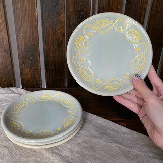 Đĩa Bánh Khắc Cá❌Xước Lòng Size 16*2cm - Gốm Nhật 2hand
