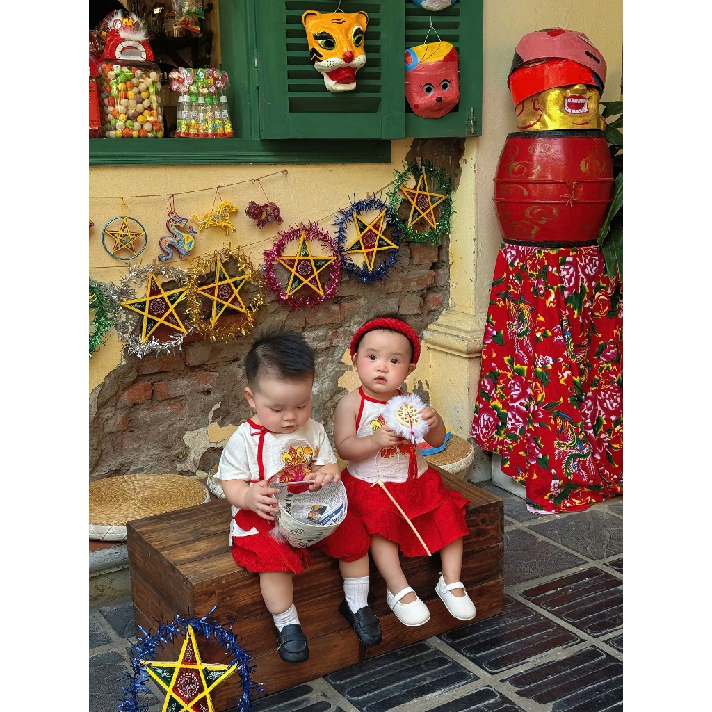 (SẴN SHIP- TẶNG QUẠT MO) Set đồ cho bé trai mặc Trung Thu 2025 chất đũi đẹp mềm mịn thoáng mát full phụ kiện bé 7-17kg