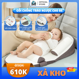 Gối Chống Trào Ngược Cho Bé, Đệm Ngủ Định Hình Bảo Vệ Cột Sống Kèm Gối Chặn Và Gối Gác Chân Dễ Dàng Vệ Sinh G01