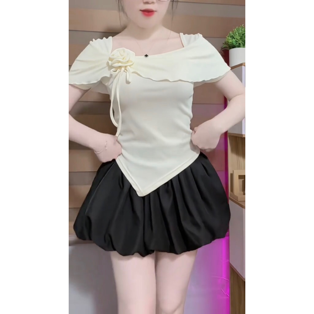 CÓ BIGSIZE - Áo kiểu tiểu thư  tay ngắn đính hoa mặc được nhiều kiểu A297 | BigBuy360 - bigbuy360.vn