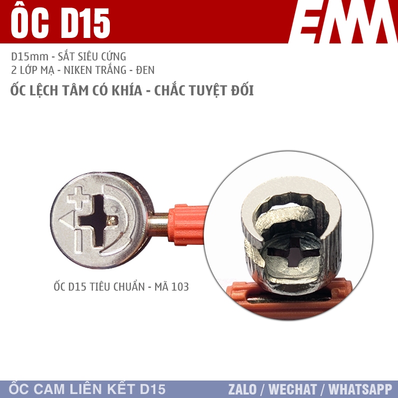 LẺ - Ốc cam D12 - Ốc cam D15 - Liên kết thông dụng ngành mộc D12 -1- EMA