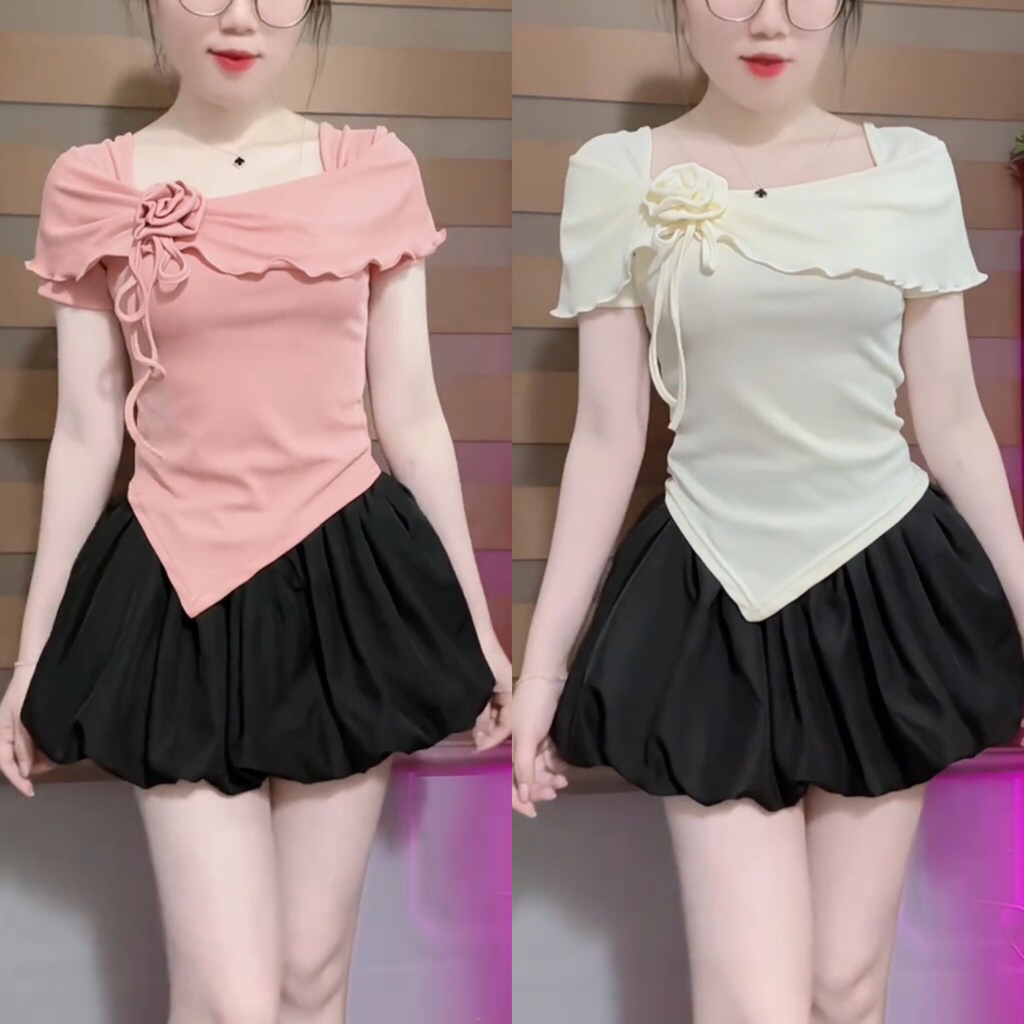 CÓ BIGSIZE - Áo kiểu tiểu thư  tay ngắn đính hoa mặc được nhiều kiểu A297 | BigBuy360 - bigbuy360.vn