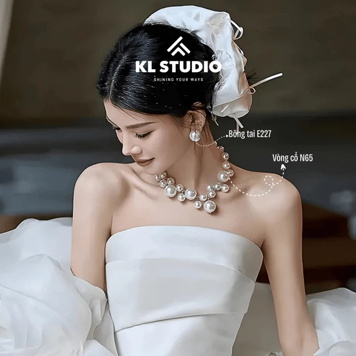 Vòng Cổ Ngọc Trai KL.STUDIO Dáng Chùm, Choker Ngọc Trai Sang Chảnh, Dây Chuyền Ngọc Trai Nhân Tạo Hạt Lớn - N65