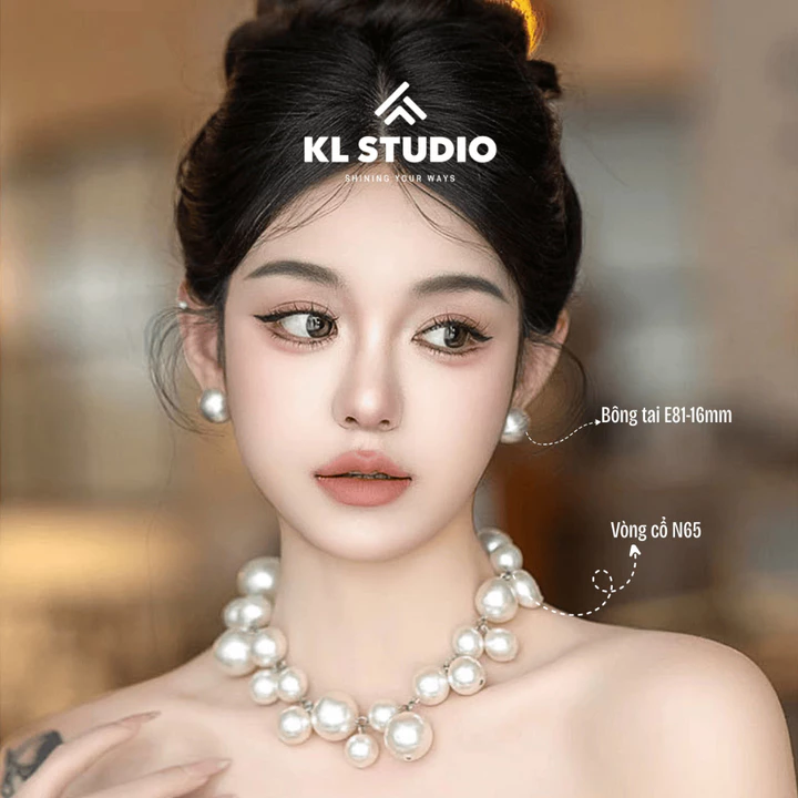 Vòng Cổ Ngọc Trai KL.STUDIO Dáng Chùm, Choker Ngọc Trai Sang Chảnh, Dây Chuyền Ngọc Trai Nhân Tạo Hạt Lớn - N65