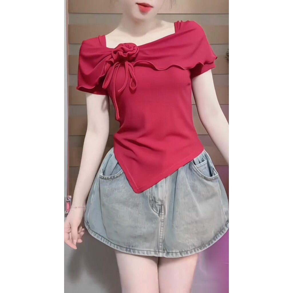 CÓ BIGSIZE - Áo kiểu tiểu thư  tay ngắn đính hoa mặc được nhiều kiểu A297 | BigBuy360 - bigbuy360.vn