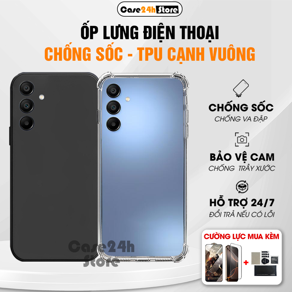 Ốp lưng Samsung A16, A26, A36, A56 dẻo trong chống sốc 4 cạnh, bảo vệ camera, chất liệu silicon