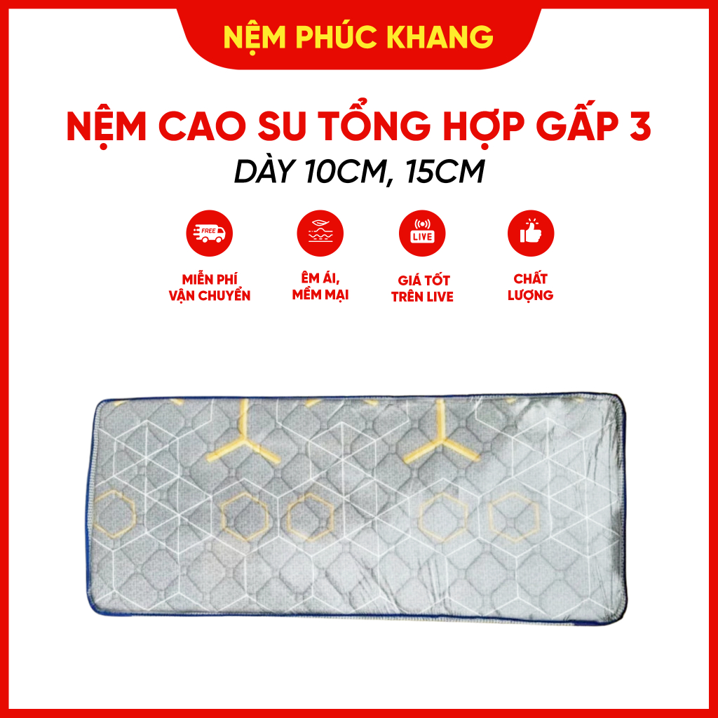 Nệm tổng hợp classic gấp 3 dày 10cm & 15cm đủ size