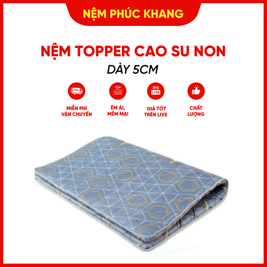 Nệm cao su non dày 5cm topper (giao hoả tốc 2h)