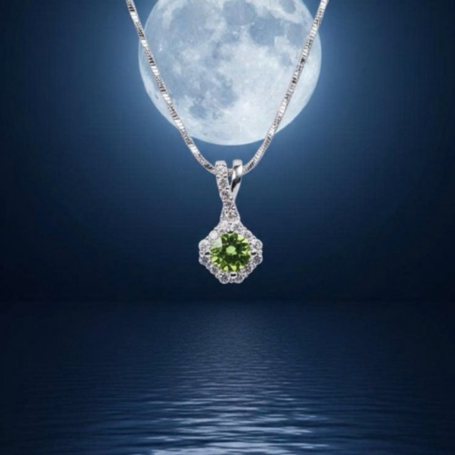 Mặt dây chuyền bạc 925 đính đá Peridot 5.5mm Luna Jewelry
