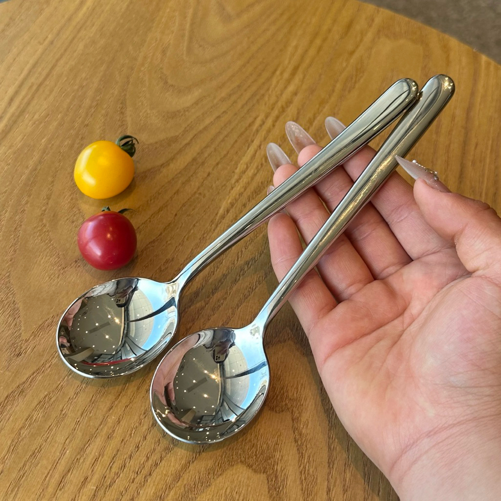 Thìa Muỗng Cán Cong 20.4x4.8cm, Thìa Soup Inox Cao Cấp Dày Dặn O/RK43