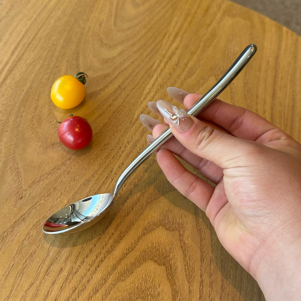 Thìa Muỗng Cán Cong 20.4x4.8cm, Thìa Soup Inox Cao Cấp Dày Dặn O/RK43