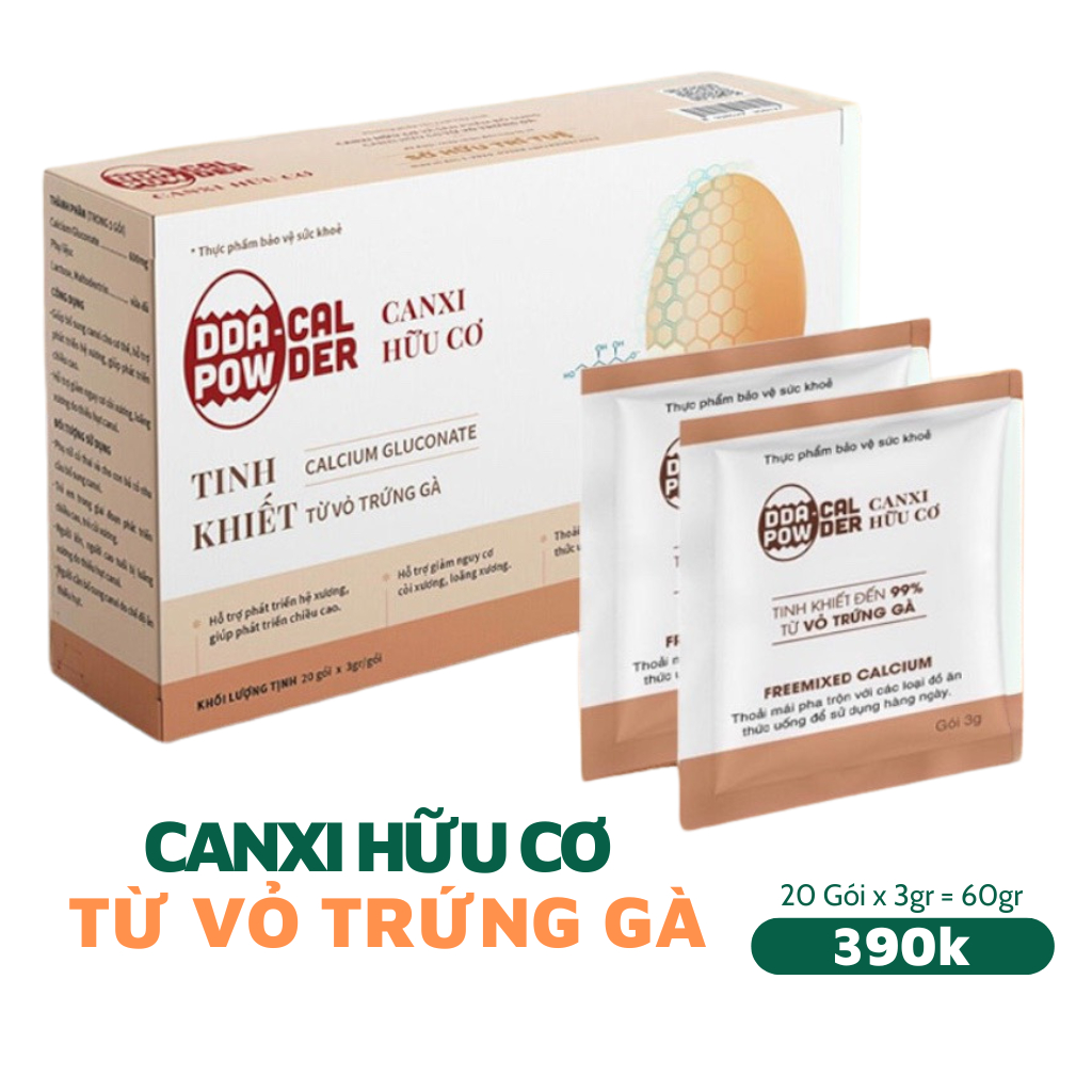 Canxi hữu cơ từ vỏ trứng gà DDA CAL POWDER hộp 60gr (20 gói) | Shopee ...