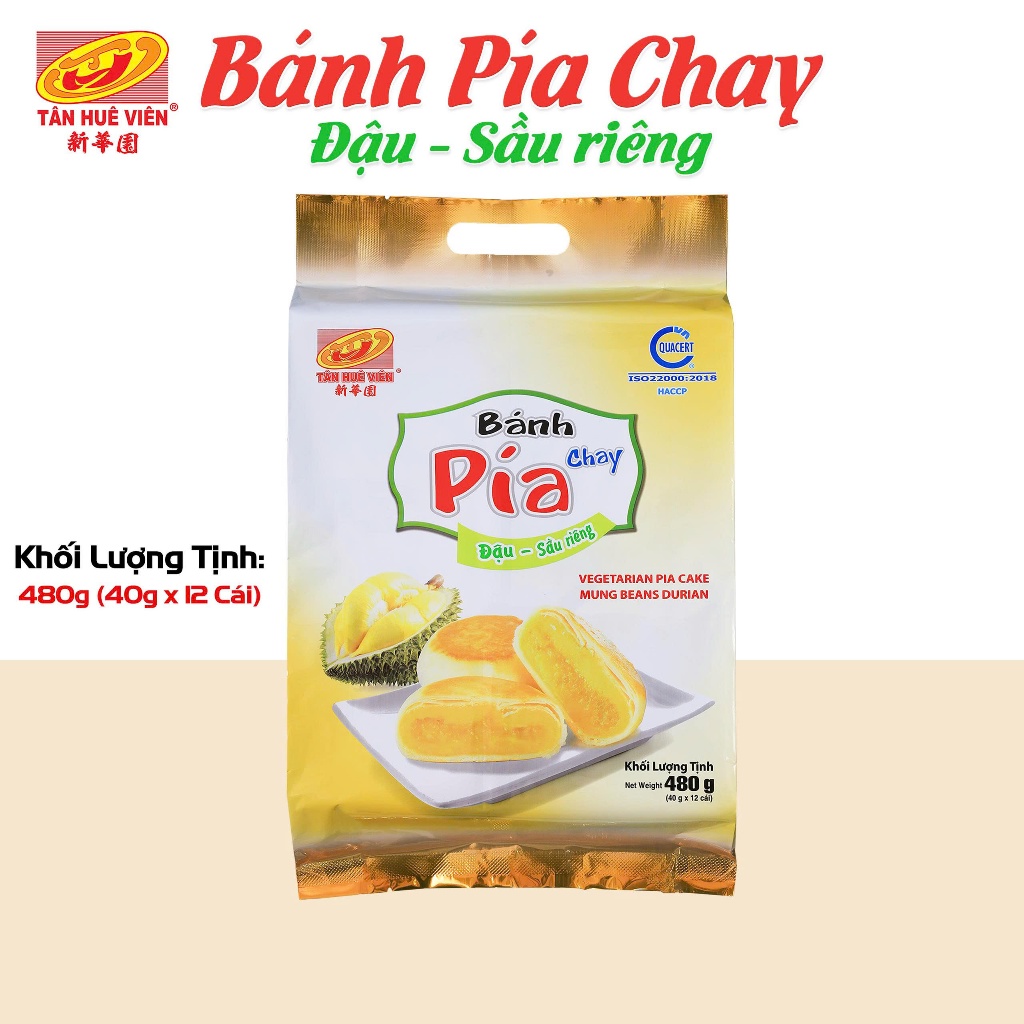 Bánh pía chay đậu xanh sầu riêng mini Tân Huê Viên (480G) | Shopee Việt Nam