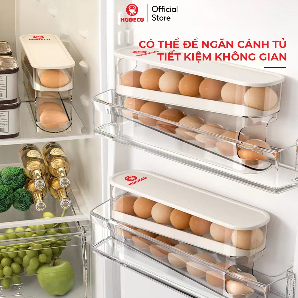 [Outlet S2]Khay Đựng Trứng 2 Tầng Lăn Tự Động Modeco - Sức Chứa Lớn, Lấy Trứng Dễ Dàng, Tủ Lạnh Gọn Gàng