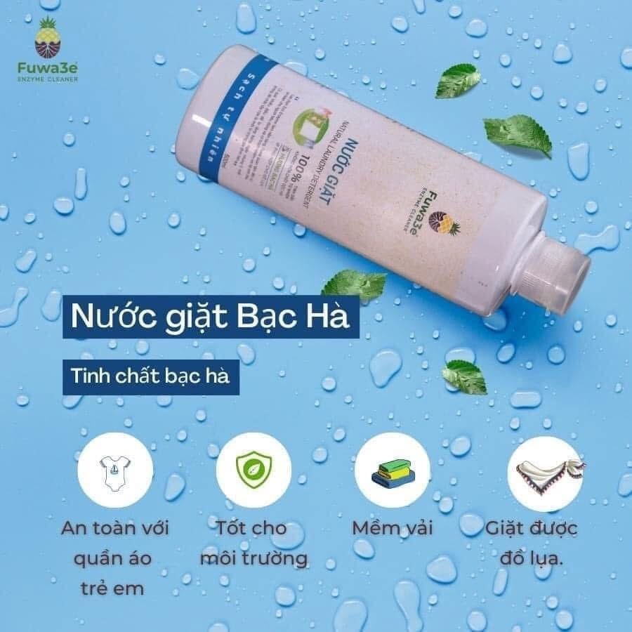 Nước giặt hữu cơ Fuwa3e organic hương bạc hà 100% thành phần sinh học an toàn cho em bé dung tích 500ml