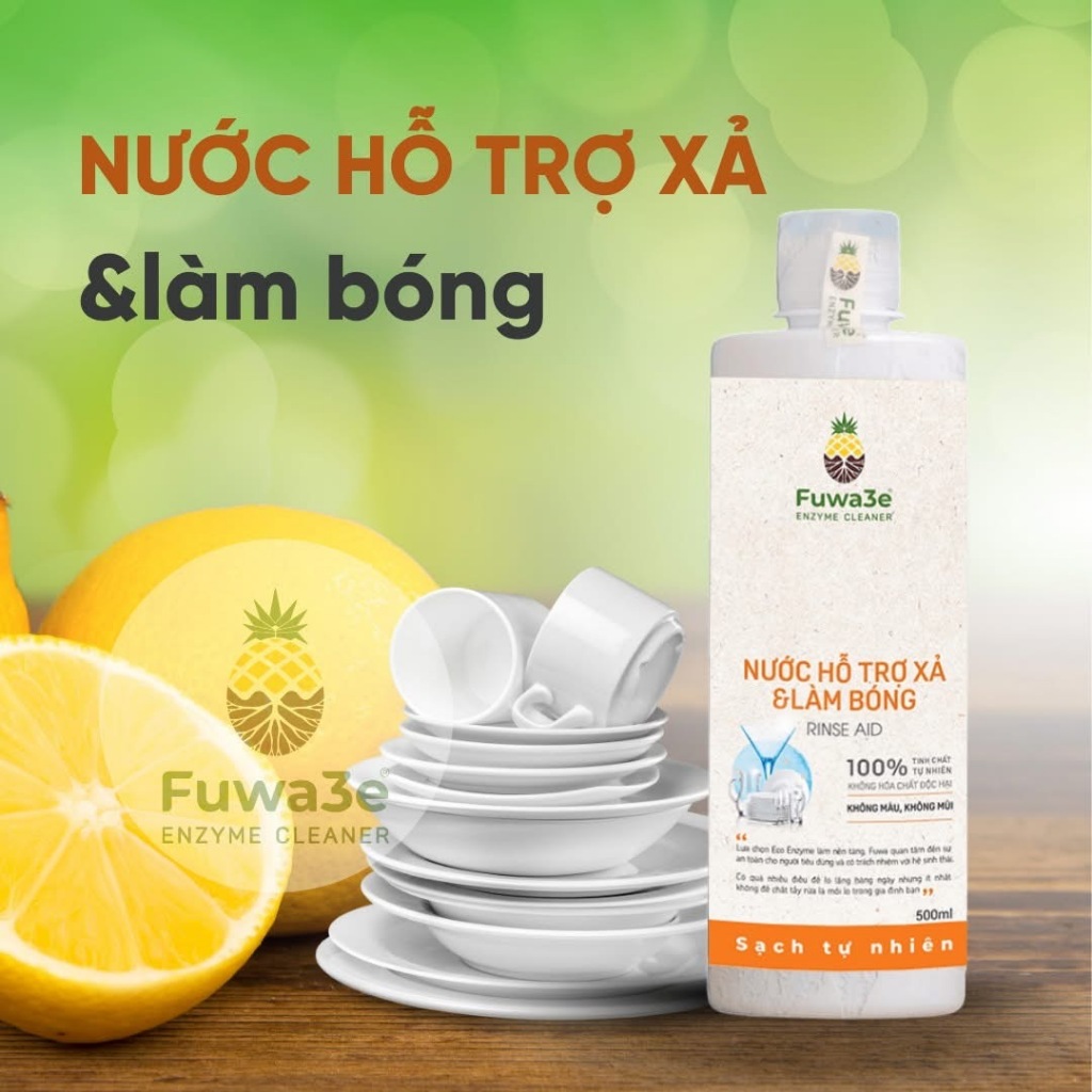 [Fuwa3E Sống Xanh] Nước Làm Bóng Bát Đĩa Fuwa3e Giúp Sáng Bóng Hoàn Hảo Thành Phần Hữu Cơ Chai 500ml