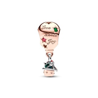 Charm Pandora Moments Mạ Vàng Hồng 14K Khinh Khí Cầu Và Ông Già Noel