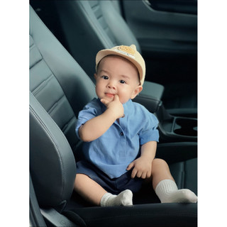 Set Đồ Bé Trai Sơ Mi Xanh Linen Kèm Quần Short