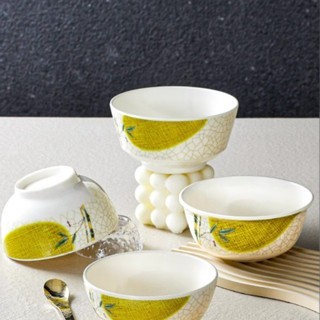 Bát Cơm Phíp ( Melamine A5 ) Hoa Văn Hình Lá Tre Dùng Cho Nhà Hàng Khách Sạn 1043