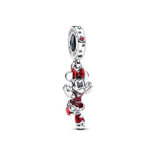 Charm Disney x Pandora Hình Minnie Trượt Băng Tráng Men Đỏ