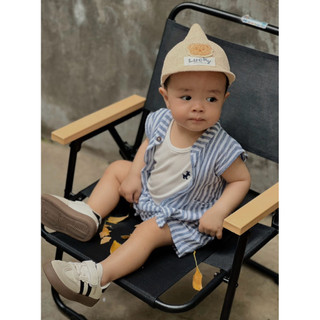 Set Đồ Bé Trai Kẻ Sọc Xanh Trắng Kèm Áo Ba Lỗ – Dễ Thương, Mát Mẻ