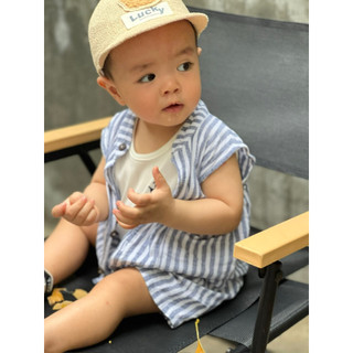 Set Đồ Bé Trai Kẻ Sọc Xanh Trắng Kèm Áo Ba Lỗ – Dễ Thương, Mát Mẻ