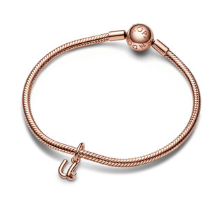 Charm Treo Pandora Moments Mạ Vàng Hồng 14K Chữ U
