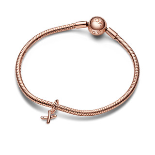 Charm Treo Pandora Moments Mạ Vàng Hồng 14K Chữ X