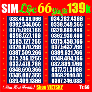 Sim số Đẹp VIETTEL Đuôi 66,88,99.tr66,66a,71,75,76 Sim chưa đăng kí, chưa kích hoạt | sim viettel