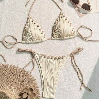 Bikini Tam Giác Chất Gân Hàng Thiết Kế Thời Trang Kiểu Mới Đa Phong Cách Đi Chơi Biển