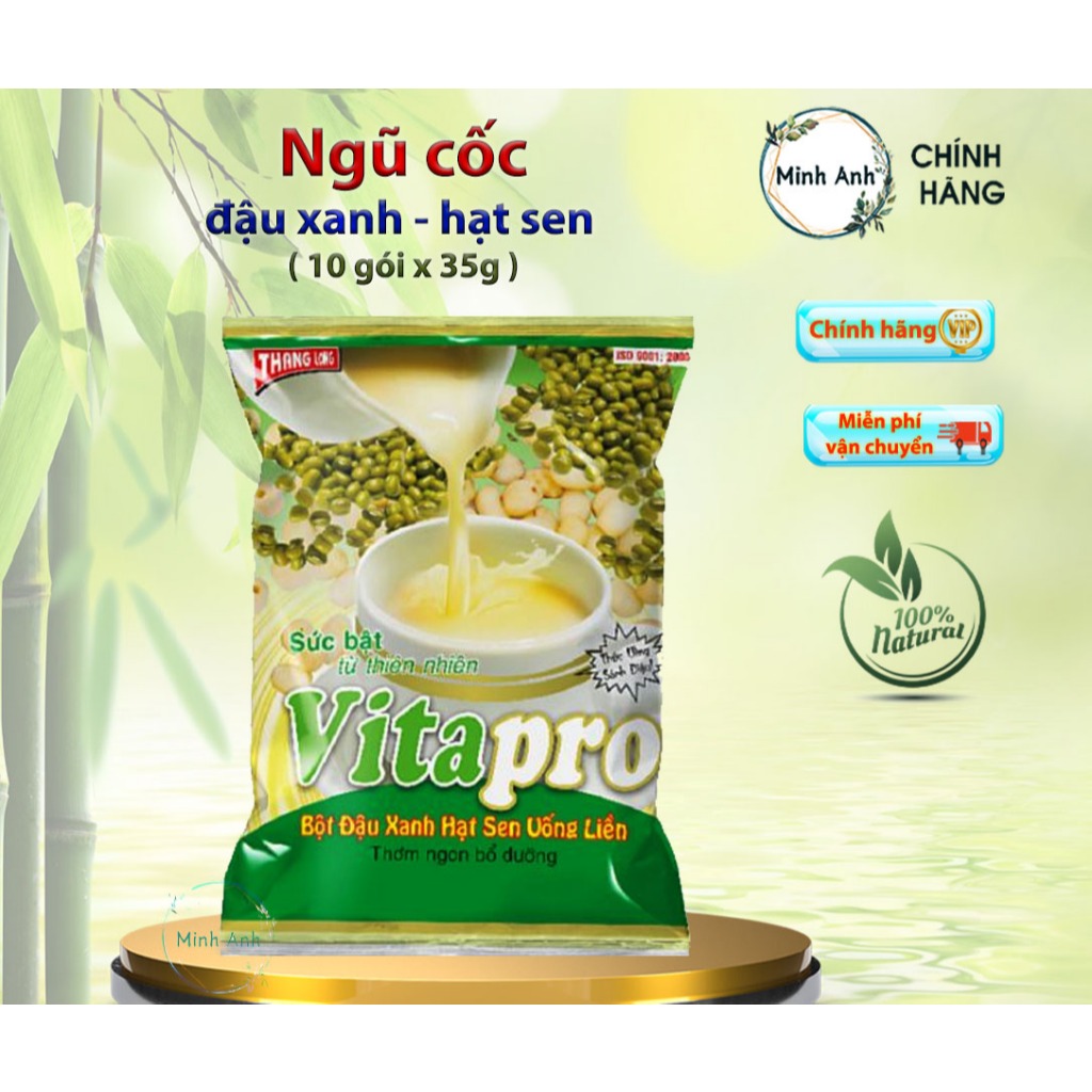 [Hỏa tốc] [ COMBO 2 GÓI ] BỘT ĐẬU NÀNH HẠT SEN ( có đường ) 350g – VITAPRO ( 2 bịch = 20 gói nhỏ )