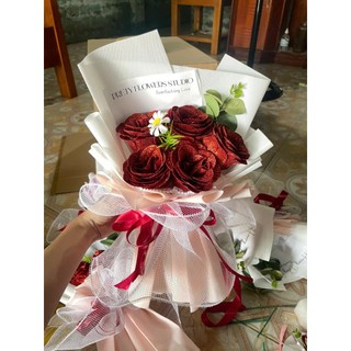 Bó hoa nhũ kim tuyến 1,3,5, 7 bông siêu xinh giá rẻ làm quà tặng sinh nhật, valentine, 20/10, 20/11, noel (Maya Flower)
