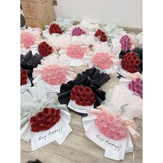 Bó hoa hồng nhũ kim tuyến bó 10 bông, 15 bông cao cấp kèm tag thiệp làm quà tặng 14/2, 8/3, 20/10, 20/11, sinh nhật