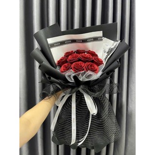 Bó hoa hồng nhũ kim tuyến bó 10 bông, 15 bông cao cấp kèm tag thiệp làm quà tặng 14/2, 8/3, 20/10, 20/11, sinh nhật