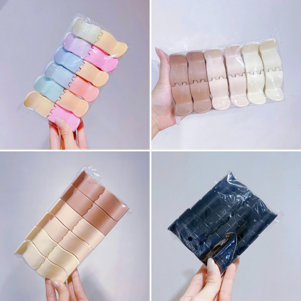 Set 12 Kẹp tóc càng cua trong suốt 3 răng 5 răng Hàn Quốc nữ đẹp hottrend iLita Cặp búi cào tóc dễ thương màu đen