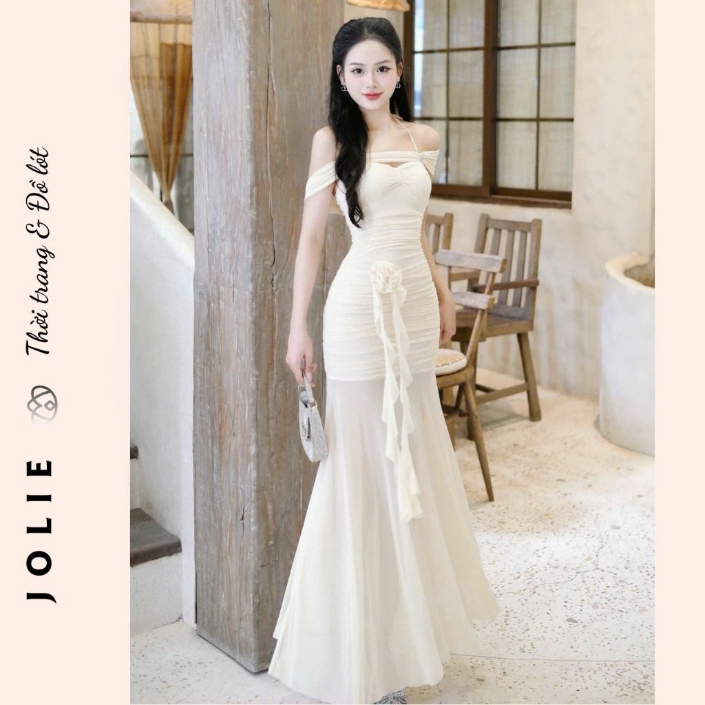 Đầm Dạ Hội Dáng Dài Cúp Ngực Phối Ren - Nàng Thơ Lộng Lẫy